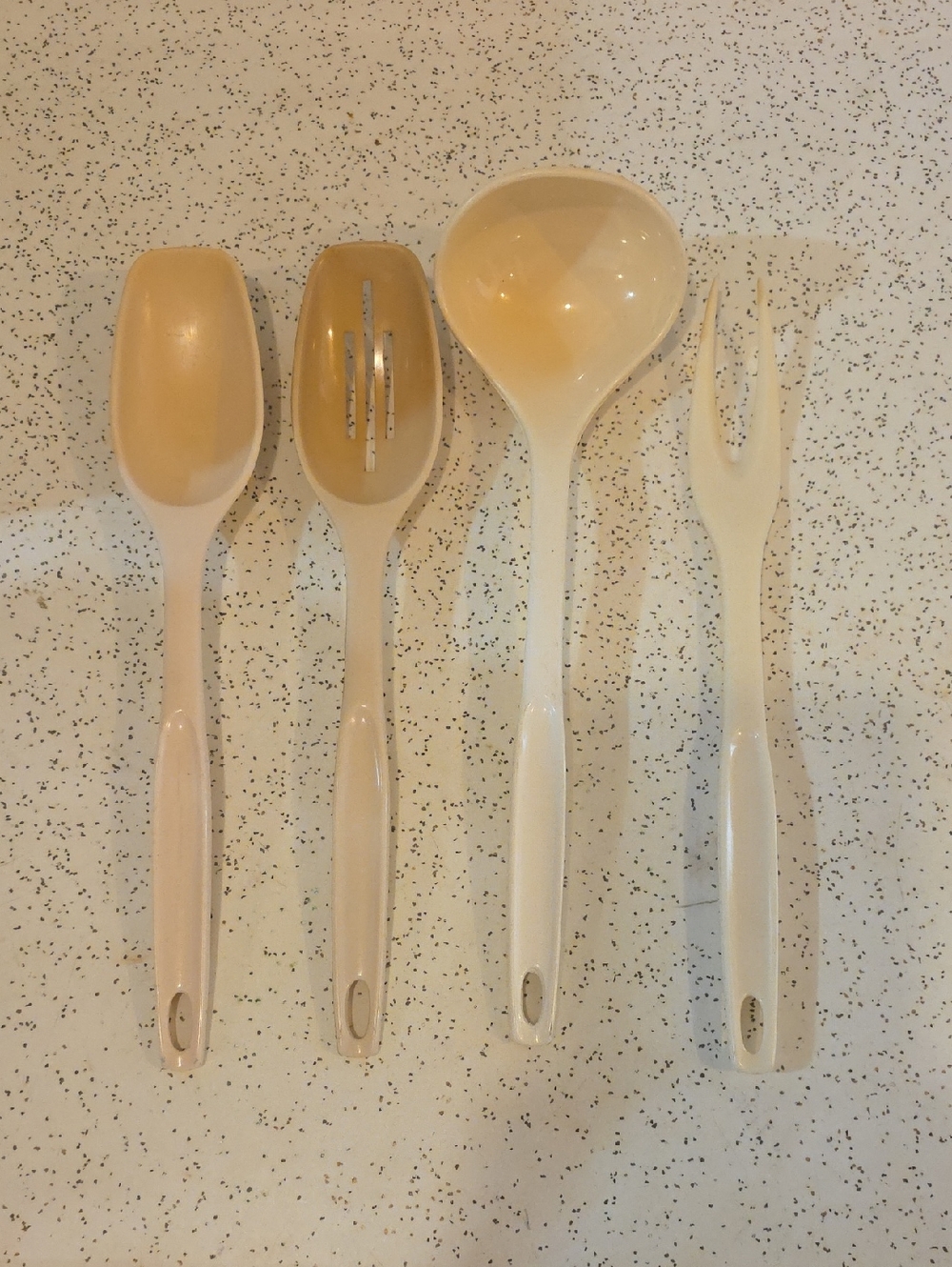 Foley Vintage Serving Spoons, Fork, Ladle Set Of 4 Almond Beige